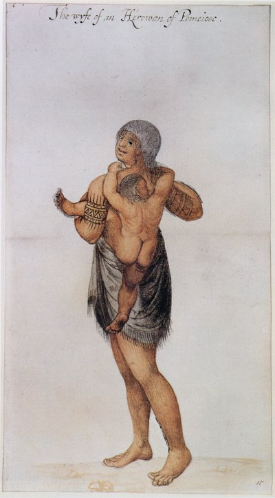 Indian Woman and Baby of Pomeiooc by John White